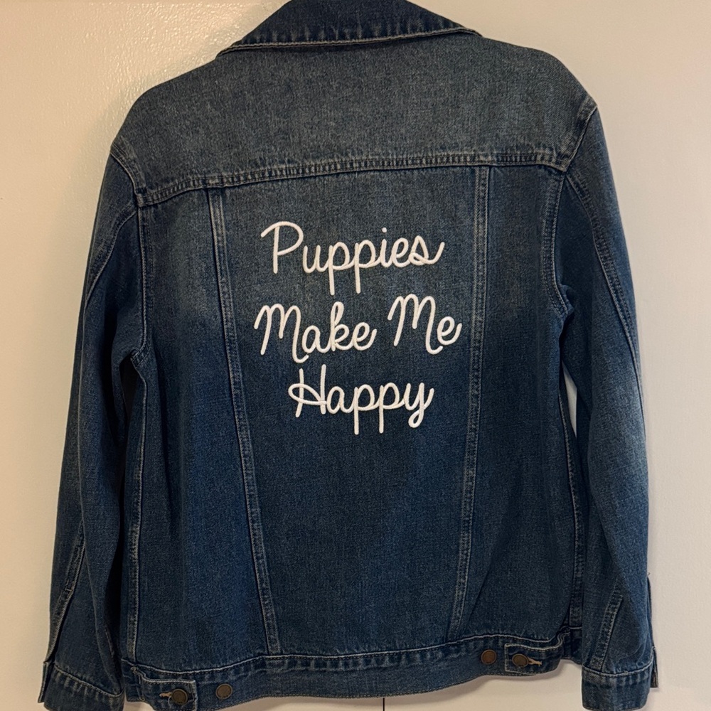 Puppies make me happy women’s denim jacket
